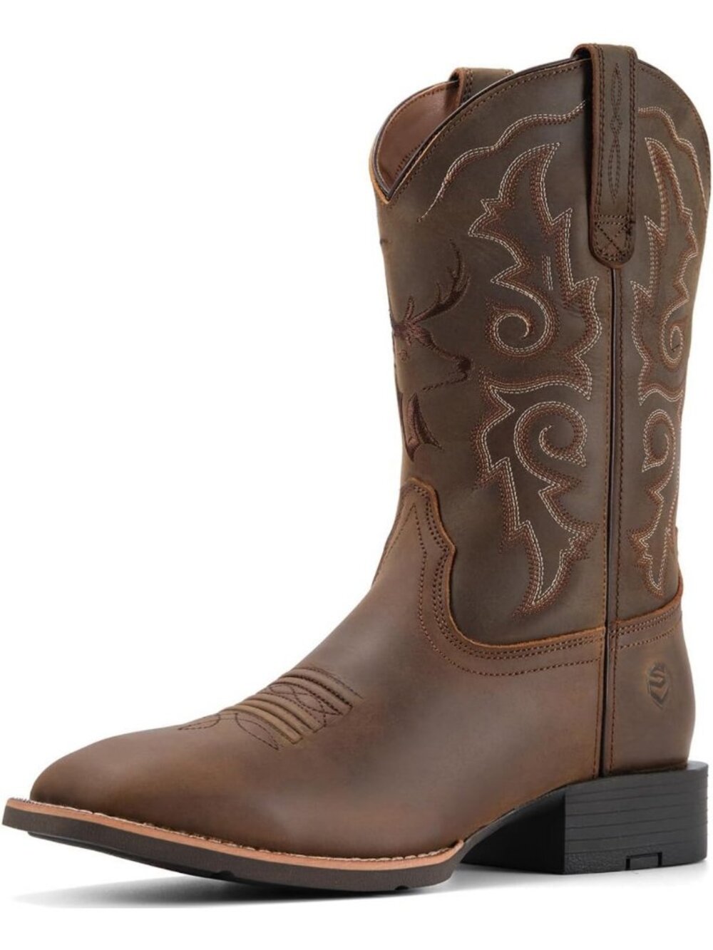 Stylish 10-Inch Square Toe Cowboy Boots for Men | Pull-On Western Footwear